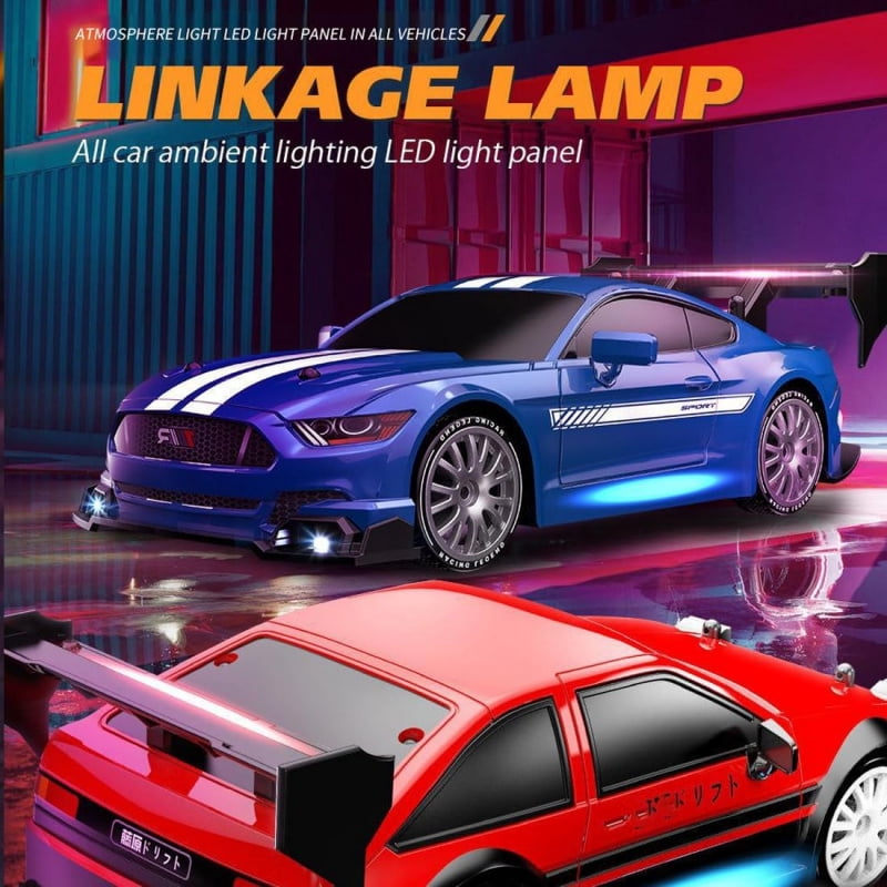 ATJIA RC Drift Car 1:24 Scale 4WD 2.4GHz 30KM/H High Speed Racing Sport Toy Car with LED Lights Racing and Drift Wheels