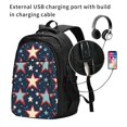 thumbnail image 3 of Travel Shoulder Computer Backpack 18 X 13.4 X 8.3in With Usb Cable And Music Jack Multi-Space Pocket Independence Day Theme Elements Star (6), 3 of 7