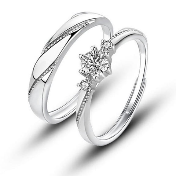 APIPEE 2pcs His and Hers Wedding Ring Sets Couples Engagement Rings Women and Men 925 Sterling Silver AAA Cubic Zirconia First Love Couple Rings