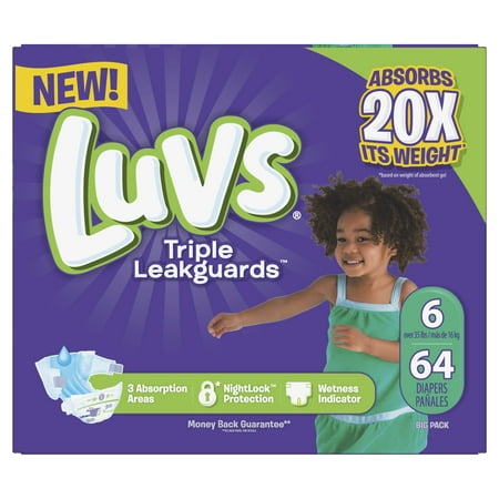 Luvs Triple Leakguards Diapers Size 6 64 Count