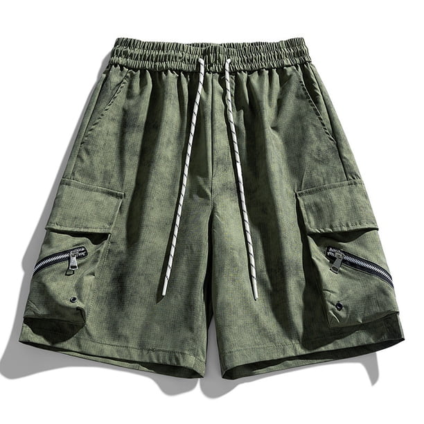 pstuiky Pantalones cortos para hombre, Pantalones cortos casuales cómodos de moda para hombre, de color liso, con cintura elástica regular, para playa Pantalones cortos de baloncesto