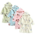 thumbnail image 5 of YTDSCS Toddlers Kids Fall Winter Bathrobe Girls Boys Flannel Robe Print Button Night-Robe Hooded Sleepwear for Unisex 2-8 Years Old, 5 of 6