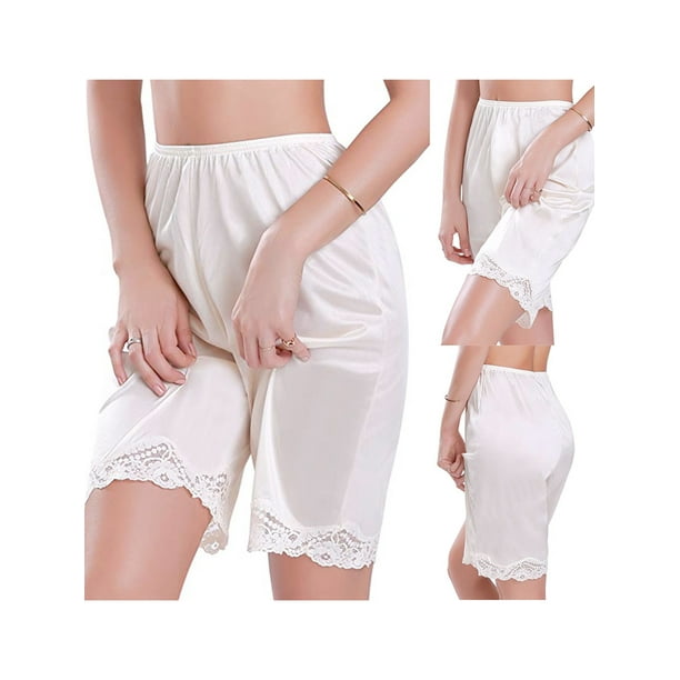Cathery Women Plus Size Satin Lace Safety Short Pants Skirt Under