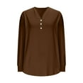 thumbnail image 5 of Plus Size Women's Blouses Solid Color V Neck T-shirts for Ladies Lightweight Smooth Tops Casual Loose Comfy Long Sleeve Blouse Basic Layering Shirts Large Size XL-5XL, 5 of 6