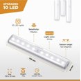 thumbnail image 2 of VYANLIGHT Luces debajo del gabinete Sensor de movimiento 10 luces LED para interiores – Tiras de luz para armario, cocina, baño, despensa – Iluminación inalámbrica para gabinete con pilas, despegar y, 2 of 5