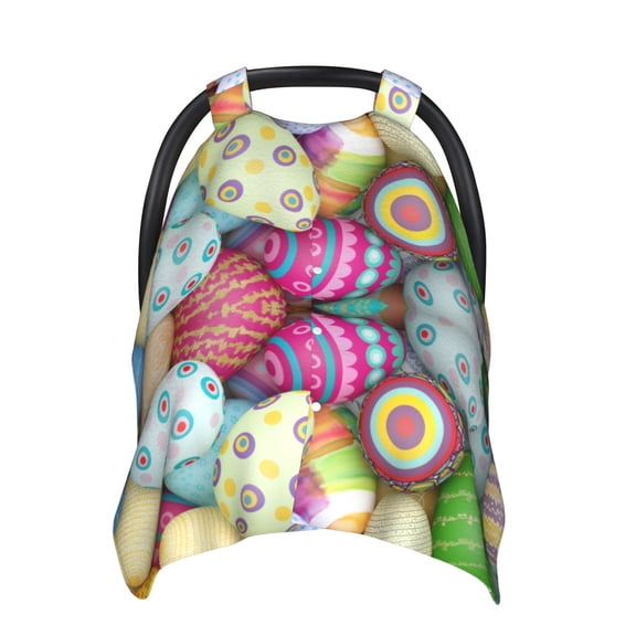 Car Seat Cover Baby - Colorful Easter Eggs Breathable Infant Car Seat Cover for Baby Carseat, Lightweight Comfort Baby Essentials Must Haves Newborn Stuff for Girl Boy