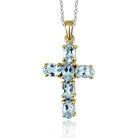 JewelersClub 1.32 Carat Aquamarine Gemstone Cross Pendant