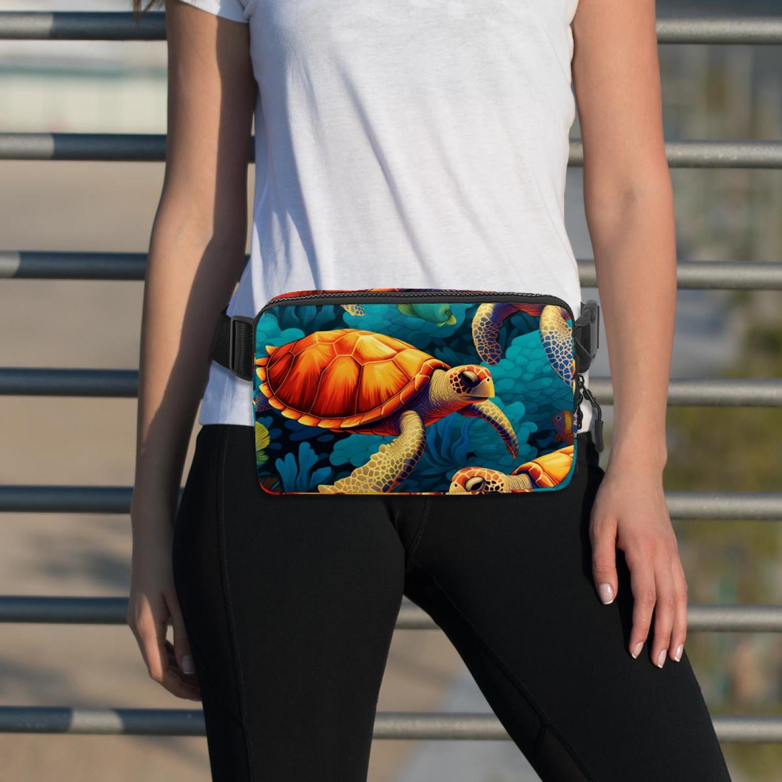 Sea turtle Lightweight Adjustable Cross Body Bag with Extension Strap, Unisex Running Belt, Waist Pack, Waist Bag