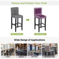 thumbnail image 5 of Dark Purple Geometric Bar Stool Cover Set of 4, White Greek Key Design Burlap Modern Art Stretch Bar Chair Cover, Removable Washable Pub Counter Stool Chair Slipcover for Kitchen Dining Room Pub Cafe, 5 of 9