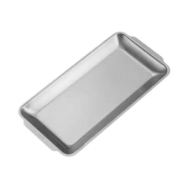 Bandeja de acero inoxidable para servir, bandeja de metal para alimentos, plato mate para servir, rectangular 22 cm x 11 cm