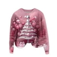 thumbnail image 6 of ZQUUVOU Women's Sweater Casual Round Neck Christmas Printed Long Sleeve Knitted Blouse (Pink,M), 6 of 7