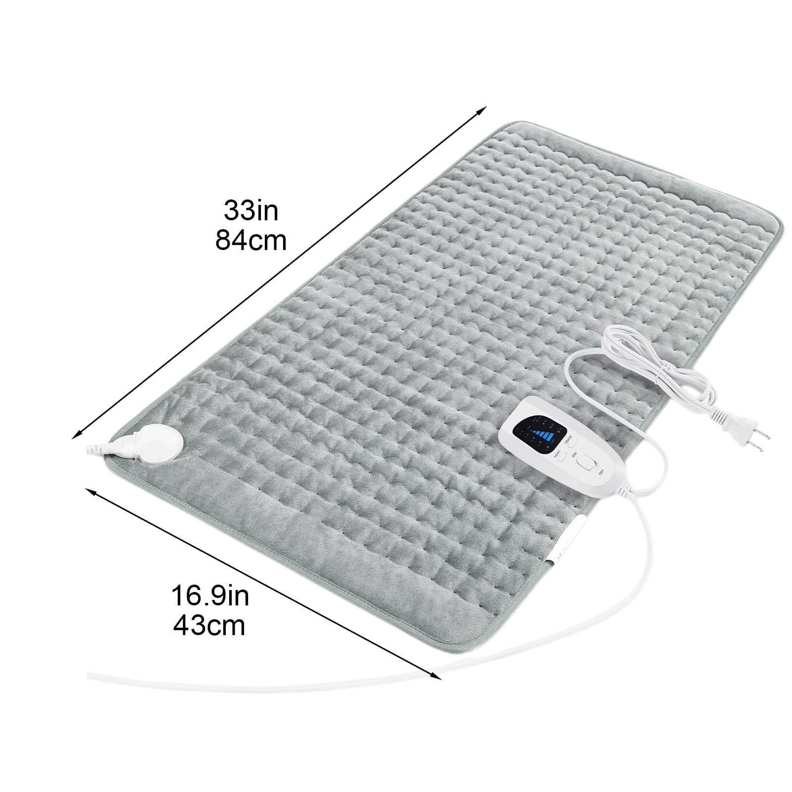 PureCasa Electric Blanket Set for Back Pain Relief, Heating Pads Indoor Outdoor, Heating Blankets for Neck and Shoulder, Knee, Arms, Legs, Etc. 16.9"X33", Gray(With Remote Control)