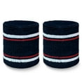 thumbnail image 3 of COUVER Premium Tennis Style Standard Size Sweatband Headband Wristbands Set - Navy / White / Red lines, 3 of 8