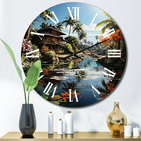 Designart "Bali Bliss Asian beauty" Asian Oversized Wall Clock