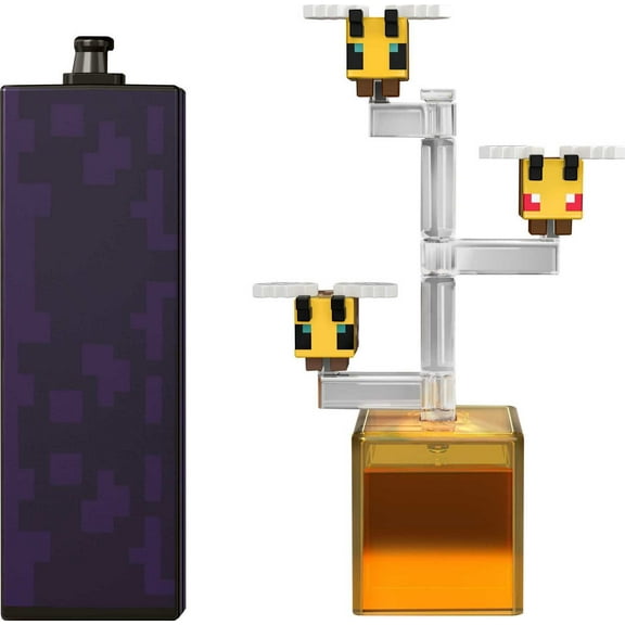 Minecraft Bees Action Figure, 3.25-in, with 1 Build-a-Portal Piece & 1 Accessory