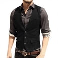 thumbnail image 1 of Hauts Sans Manches pour Hommes Veste Décontractée à Col en V Unie, 1 of 7