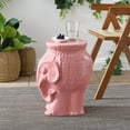 thumbnail image 3 of JONATHAN Y Orla 18.5" Modern Bohemian Elephant Ceramic Garden Stool, Pink, 3 of 8