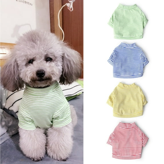 shenmeida Dog Striped T-Shirt Colorful Dog Shirt Pet Breathable Striped Outfit Puppy T-Shirts Apparel for Dog Cat Boy and Girl Pet Puppy Sweatshirt for Small Medium Large Dog 
