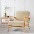 thumbnail image 4 of Skksst Jacquard Armchair Slipcover Wood Arm Single Sofa Zipper Cover Furniture Portector, 4 of 7