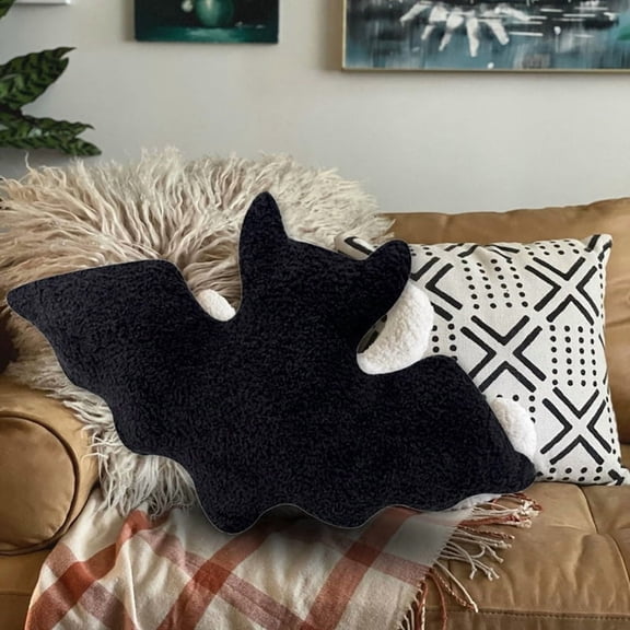 Halloween Bat Plush Pillow Bat Modeling Pillow Halloween Gothic Bat Plush Pillow Black