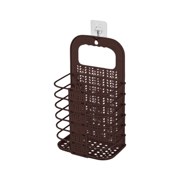 Cesto de ropa sucia grande, plegable, de pared, de plástico, con ganchos adhesivos, diseño ventilado para organizar la lavandería.