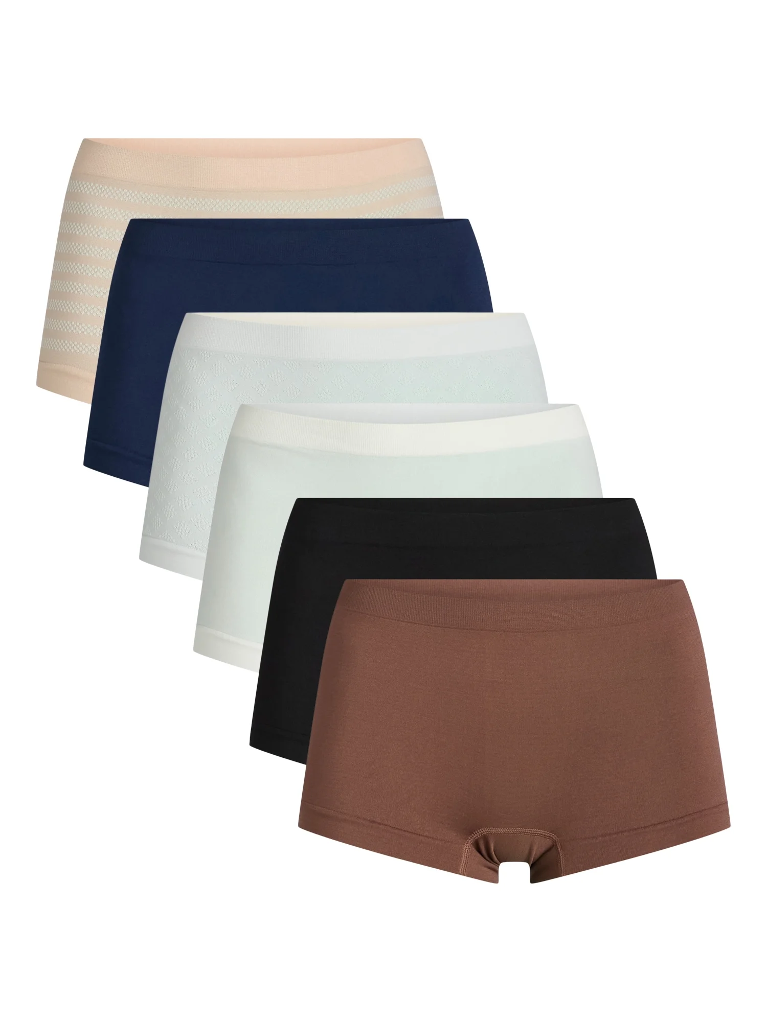 Joyspun Women's Seamless Boyshort Panties, 6-Pack, Sizes XS-XXXL