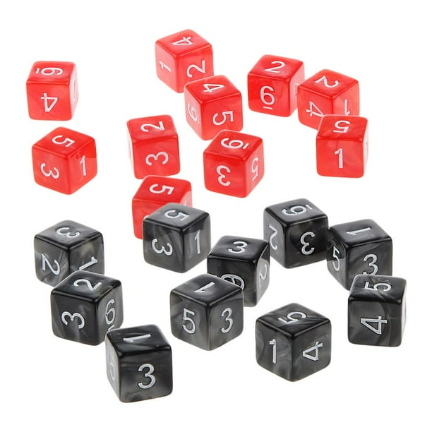 de Dados Acrílicos de 20 Piezas, Accesorios de de de 16 Mm para Mazmorras Y Dragones , Rojo y negro