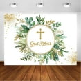 thumbnail image 1 of Greenery God Bless Backdrop for Baptism First Holy Communion Baby Shower Decorations Background Gold Glitters Eucalyptus Green Leaves Gender Neutral God Bless Party Photoshoot (7x5ft), 1 of 6