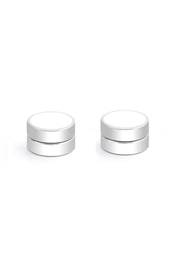 Men Women Stainless Steel Stud Earrings Magnetic Ear Plugs Non-Piercing Clip On-White-12mm