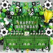 Soccer Birthday Party CORNET Decorations 87Pcs Soccer Birthday Party Supplies Including Tablecloth Backdrop Banner Cake Topper Latex Balloons Foil Balloons Decorations Kit
