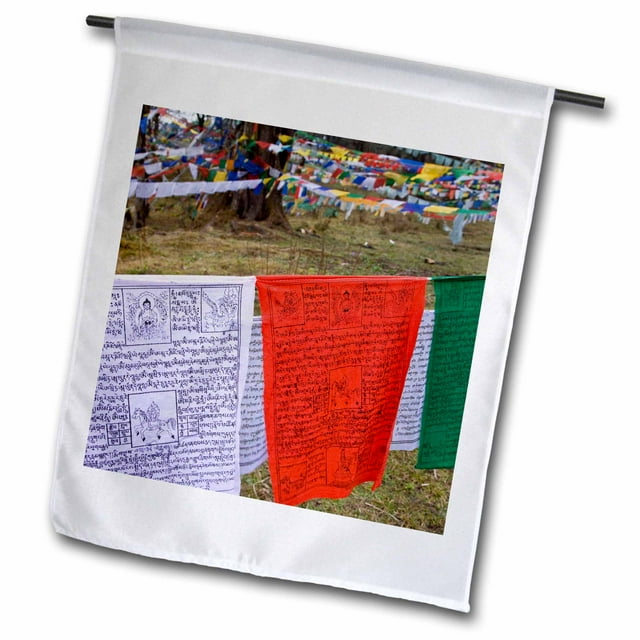 3dRose Bhutan, Dochu La. Prayer flags on the hillside forest-AS04 BTH0016 - Brenda Tharp - Garden Flag, 12 by 18-inch