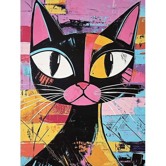 Abstract Cat Decorative Painting/Canvas Art, Suitable for Living Room, Bedroom, Dining Room, Kitchen,tel Decoration, Modern Home Decor Artwork.