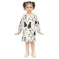 thumbnail image 2 of Girls' long-sleeved dress Black Cat and Plants Girls' A-line dress with ribbed cuffs Soft and comfortable, 2 of 6