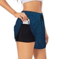 thumbnail image 1 of Balery Dark Blue Pantalones cortos deportivos para mujer con forro y dos bolsillos, elásticos, para entrenamiento, gimnasio, yoga-Small, 1 of 7