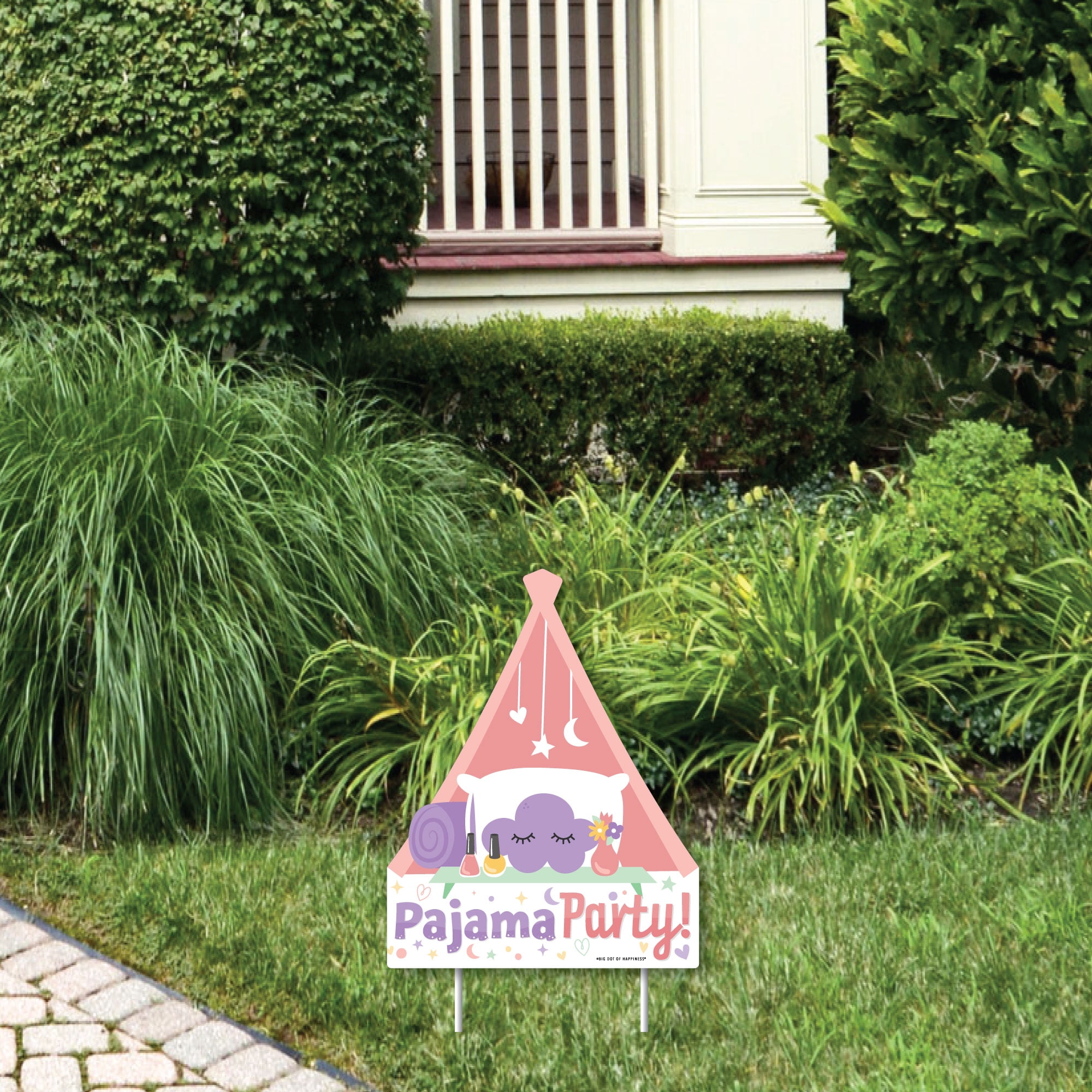 Big Dot of Happiness Pajama Slumber Party - Outdoor Lawn Sign - Girls Sleepover Birthday Party Yard Sign - 1 Piece
