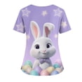 thumbnail image 3 of Garbnen S-5XL Womens Scrub Top Easter Cute Graphic Rabbit Nursing Uniforms for Women Top Short Sleeve V Neck Holiday Stretch Workwear for Nurses with Pocket, 3 of 4