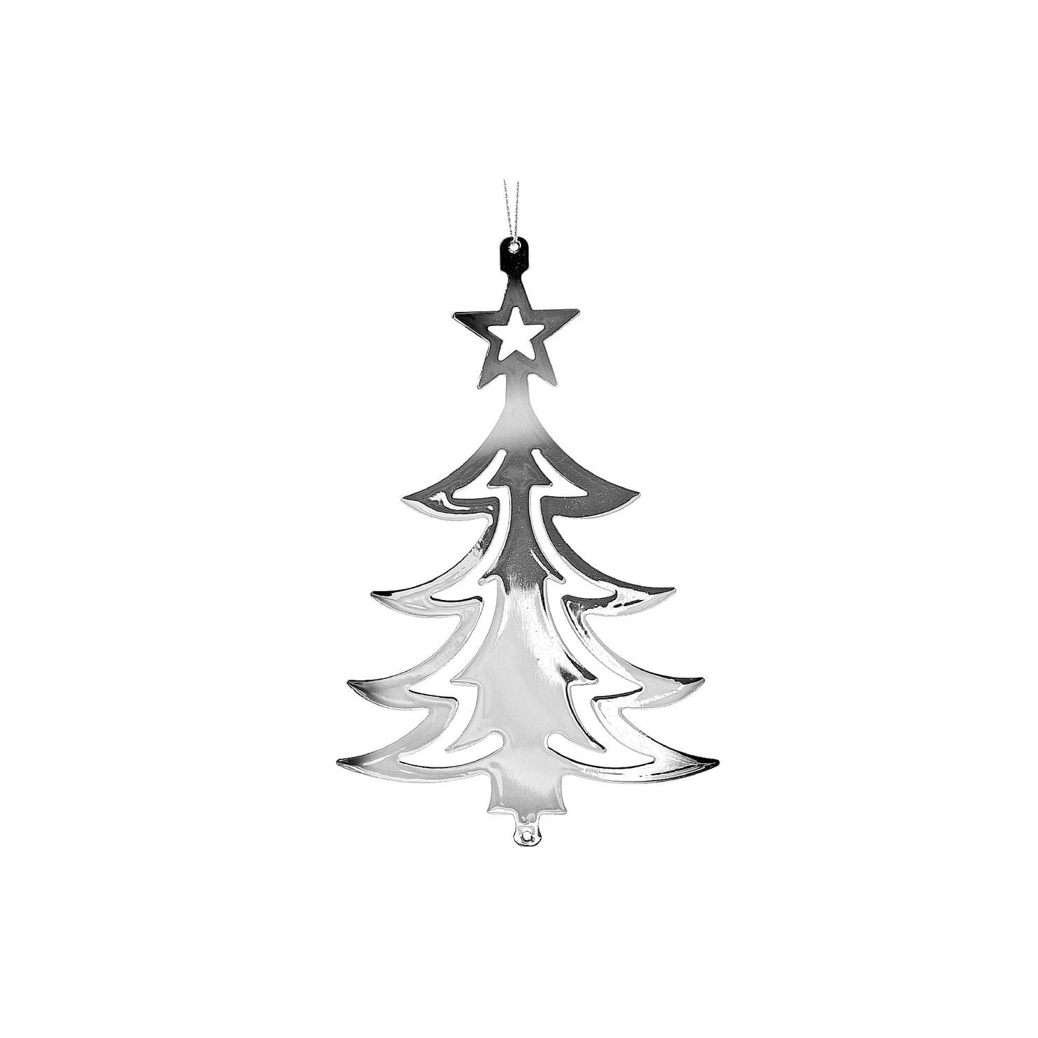 Christmas Flat Silver Metal Ornament Tree - Set of 12