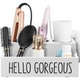 thumbnail image 1 of Hair Tool Organizer, Wooden Hair Dryer Holder Countertop, Wall Mount Hot Tools Organizer for Hair Styling Accessories, Bathroom Supplies Vanity Caddy for Curling Wand, Blow Dryer,, 1 of 1