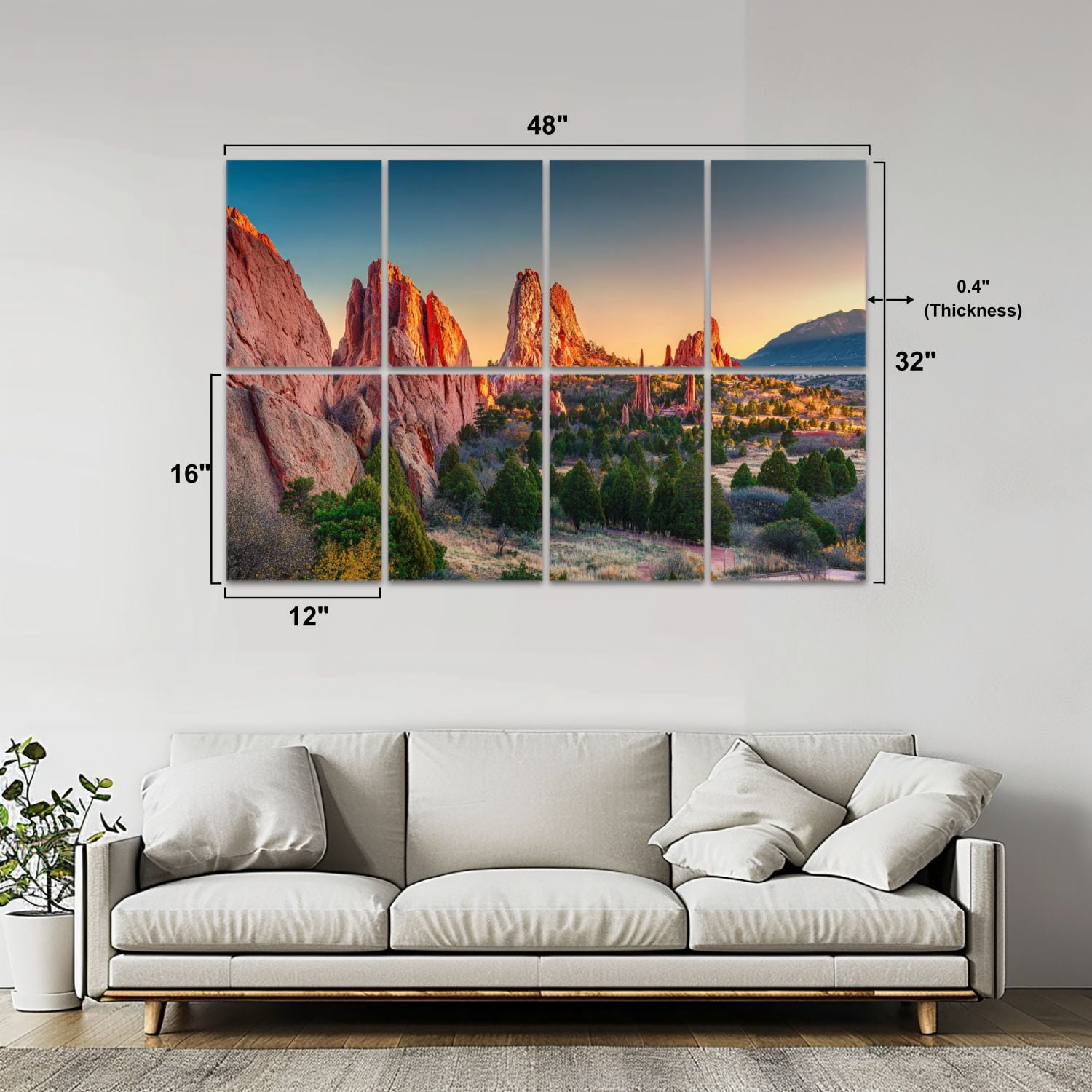 8 Pack Art Acoustic Panels Sound Absorbing Garden Gods Springs Colorado Decorative Soundproof Wall Panels Self Adhesive for Nursery Game Room Bedroom 48"x32"