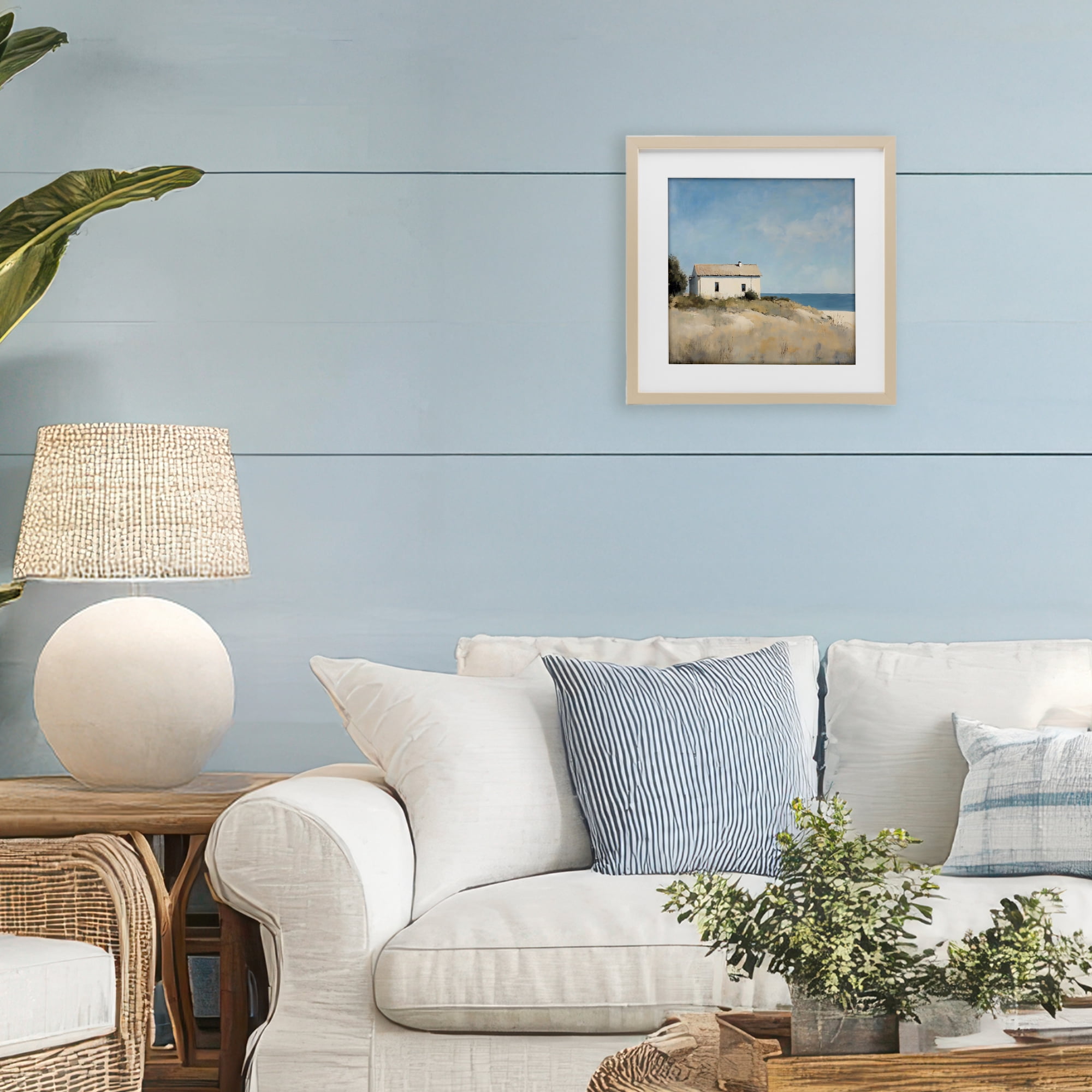 Stupell Industries Simple Beach House on Dunes Birch Framed Print Under Glass, design by Creative Studio