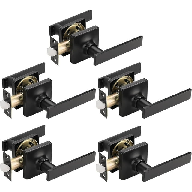 Satin Nickel Passage Door Handles Interior Brushed Nickel Door Handles Indoor Keyless Non-Locking Lever Set for Hallway or Closet Doors Reversible for Right/Left Handed Door