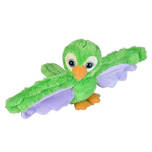 Wild Republic Huggers Green Parrot Plush Toy, Slap Bracelet, Stuffed Animal, Kids Toys, 8 Inches