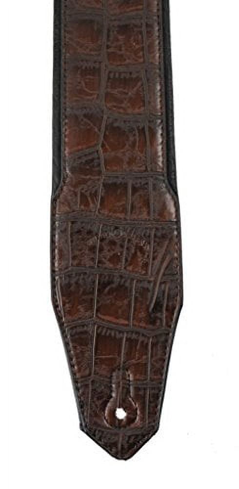 Walker & Williams F-12D Dark Brown Alligator Pattern Padded Guitar Strap