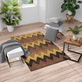 thumbnail image 1 of Chevron Turkish Area Rug, Zig Zag Lines Pattern on Wooden Looking Background Rustic Home Print, Soft Carpet for Living Room Decor with Distressed Look, 6.6' X 9.6', Pale Chocolate, by Ambesonne, 1 of 4