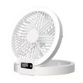thumbnail image 2 of Portable Quiet Desk Fan with Light - 5 Speeds Adjustable and Strong Wind Small Fan, USB Cooling Air Circulator, Battery Powered Rechargeable Table Fan for Office, Home, Outdoor(Fan only, White), 2 of 7