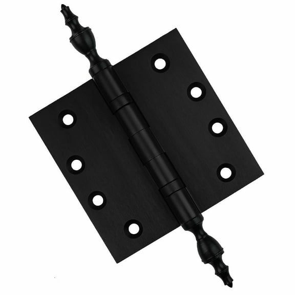 Embassy 4” x 4” Ball Bearing Door Hinge Heavy Duty Hinges Matte Black with Urn Tips