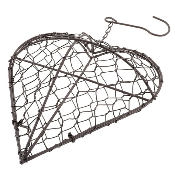 WHAMVOX Black Metal Heart Shape Hanging Basket for Succulents with 3D Style and Rope for Home or Outdoor Decoration
