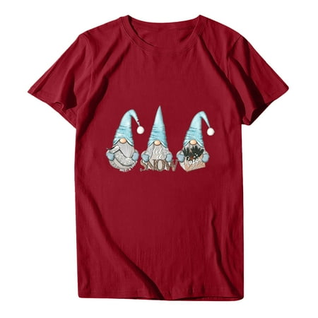 

Shirts for Women Womens Tops Dressy Casual Adult Fashion Short Sleeve Round Neck Printing Casual Blouse T-Shirt Tops Shirt Off The Shoulder Tops for Women Tube Tops for Women on Sales Red M