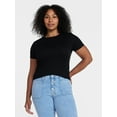 thumbnail image 2 of Time and Tru Women's Ribbed Tee with Short Sleeves, Sizes XS-XXXL, 2 of 6