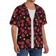thumbnail image 2 of Balery Beautiful Maple Leaf Lantern Camisa Casual de Manga Corta con Botones para Hombre, Texturizada, Estilo Cubano, para Playa, Verano-Small, 2 of 5